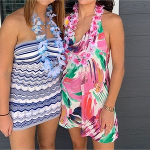 Cowl neck floral mini dress